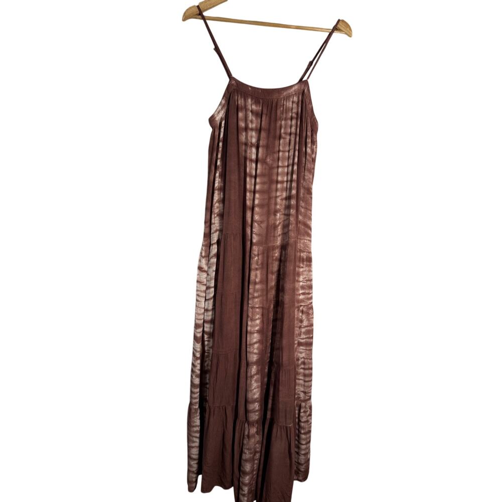 Mora Tie Dyed Brown Cream  Boho Maxi Dress One Size